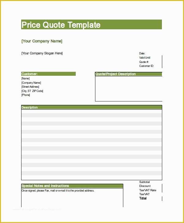 Free Quote Template Of 53 Quotation Templates Pdf Doc Excel