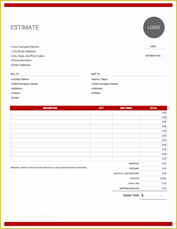 Free Quote Template Of Estimate Template