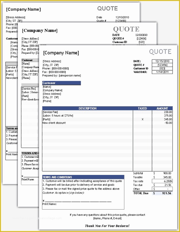 Free Quote Template Of Free Price Quote Template for Excel