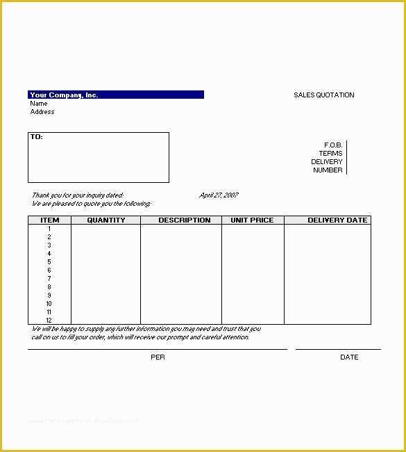 Free Quote Template Of Price Quote Template – 10 Free Word Excel Pdf format