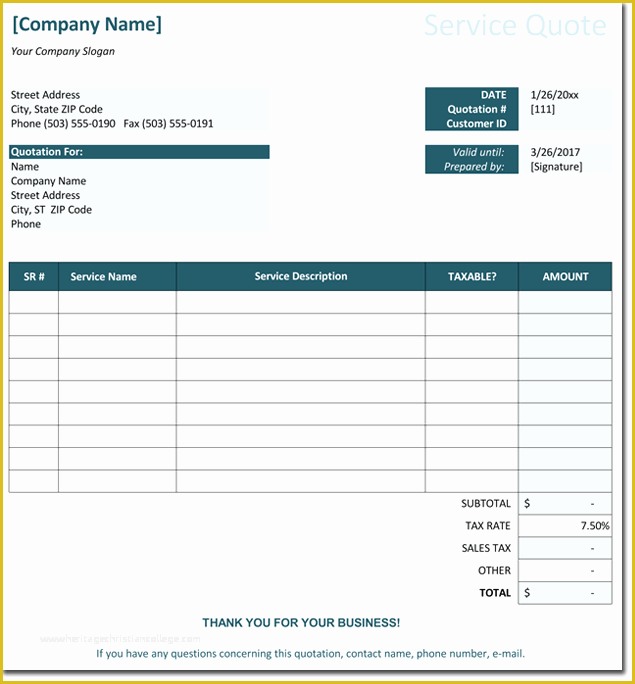 Free Quote Template Of Quotation Templates – Download Free Quotes for Word Excel