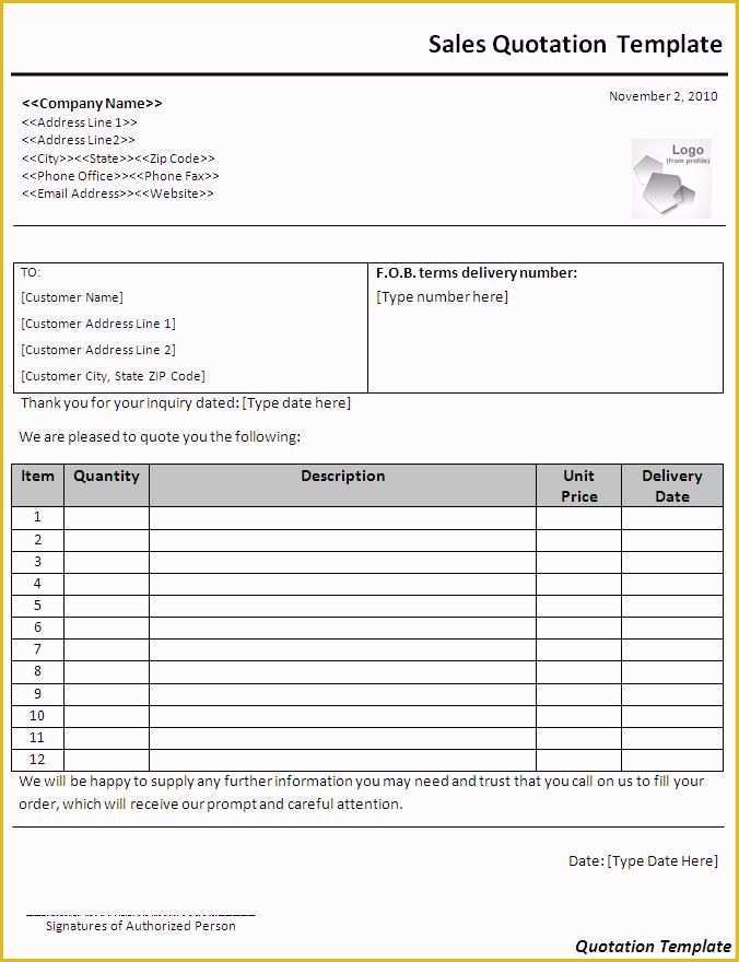 Free Quote Template Of Quotation Templates In Excel and Word format Free to