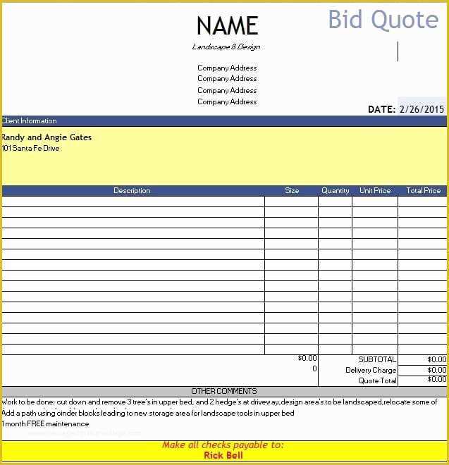 Free Quote Template Of Quotation Templates