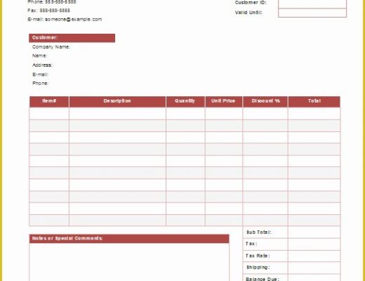 Free Quote Template Of Quote form Templates Free Download