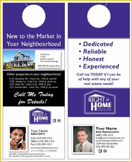 Free Real Estate Door Hanger Template Of Printforlesscanada Right at Home Realty Door Hangers