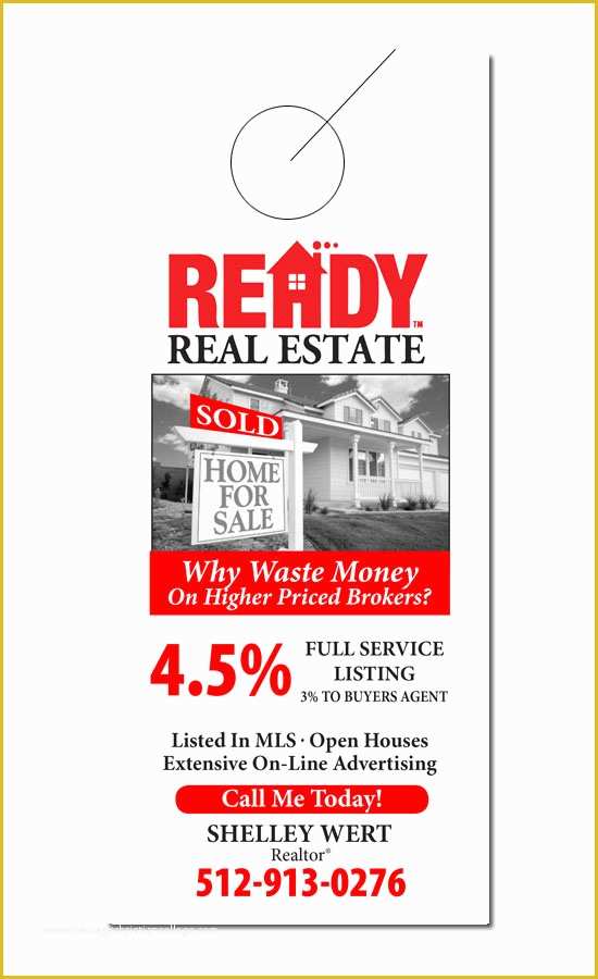 Free Real Estate Door Hanger Template Of Real Estate Door Hanger Samples