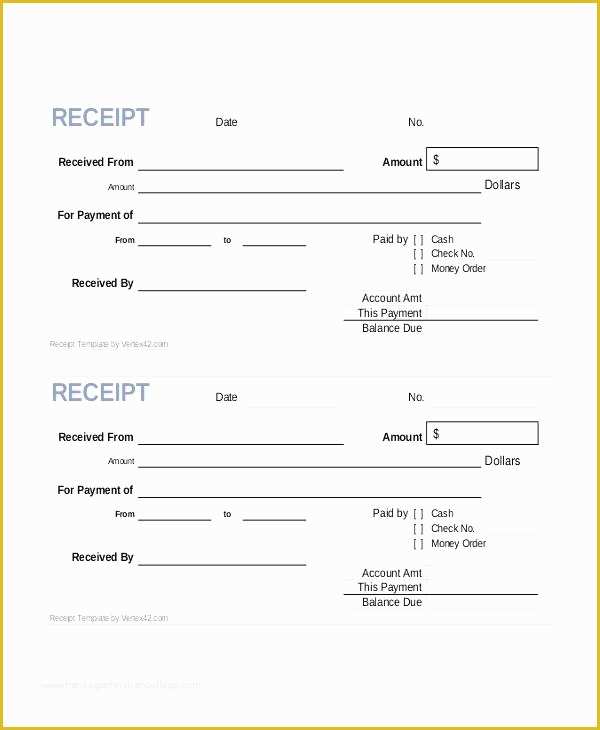 Free Receipt Template Of Blank Receipts forms Rusinfobiz
