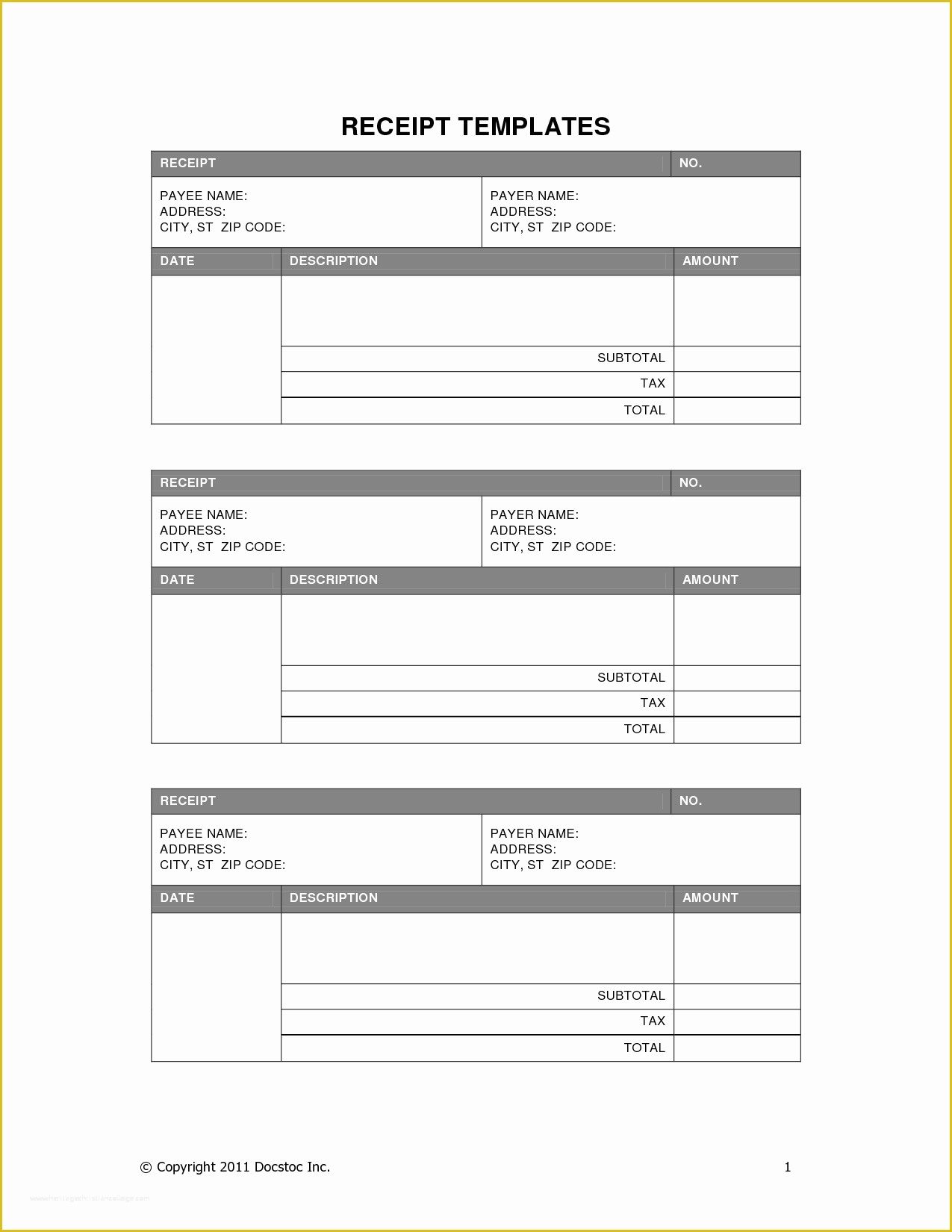 Free Receipt Template Of Printable Receipt Resume Trakore Document Templates