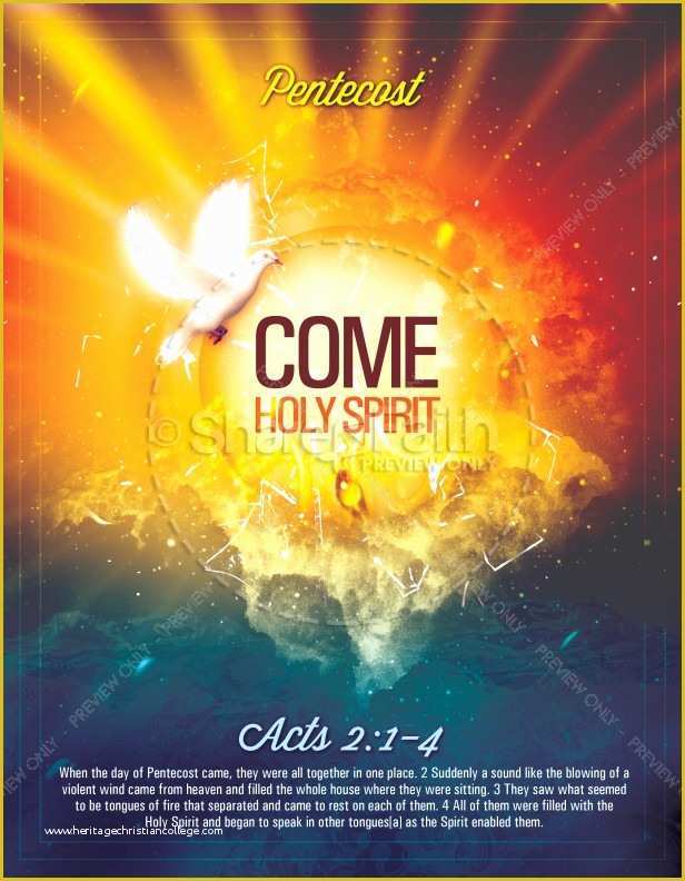 Free Religious Brochure Templates Of Pentecost E Holy Spirit Religious Flyer Template