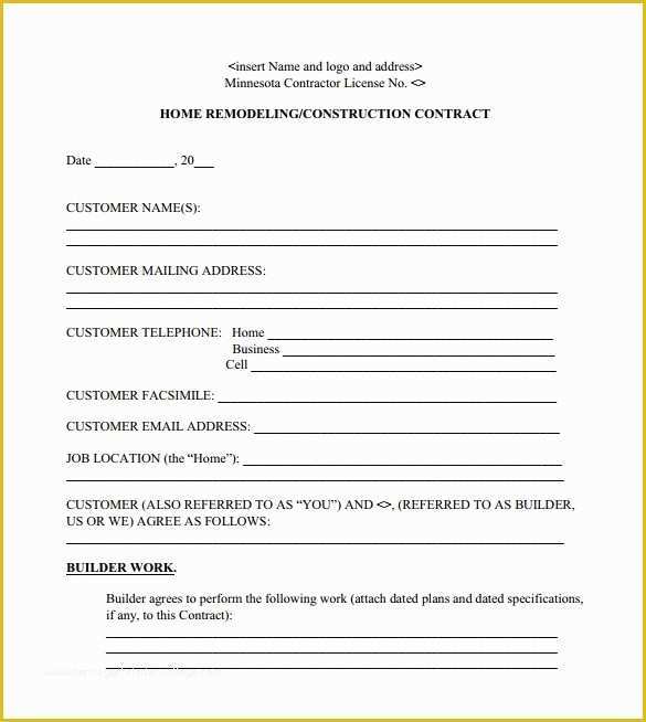 Free Remodeling Contract Template Of 10 Remodeling Contract Templates to Download for Free