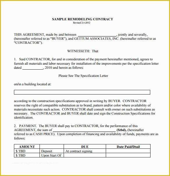 Free Remodeling Contract Template Of 10 Remodeling Contract Templates to Download for Free