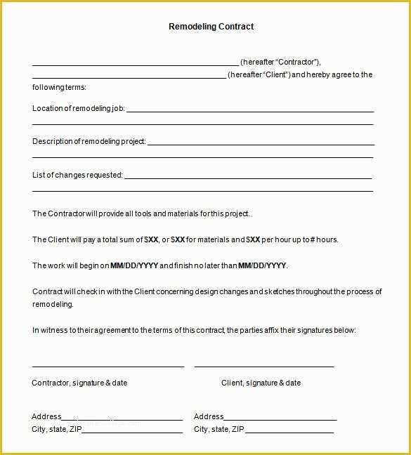 Free Remodeling Contract Template Of 12 Remodeling Contract Templates Docs Word Pages