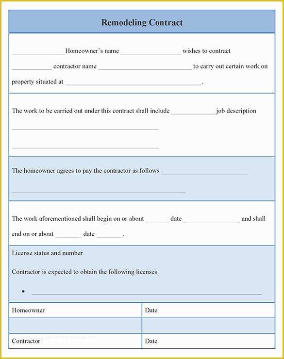 Free Remodeling Contract Template Of 12 Remodeling Contract Templates Docs Word Pages