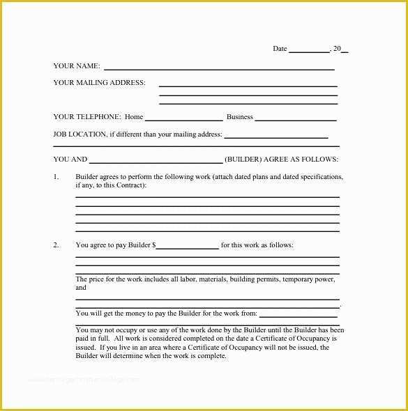 Free Remodeling Contract Template Of Building Work Contract Template – Ecosolidario