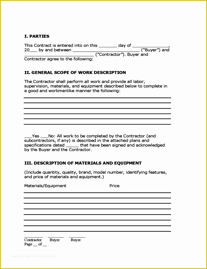 Free Remodeling Contract Template Of Home Improvement Contract Free Download