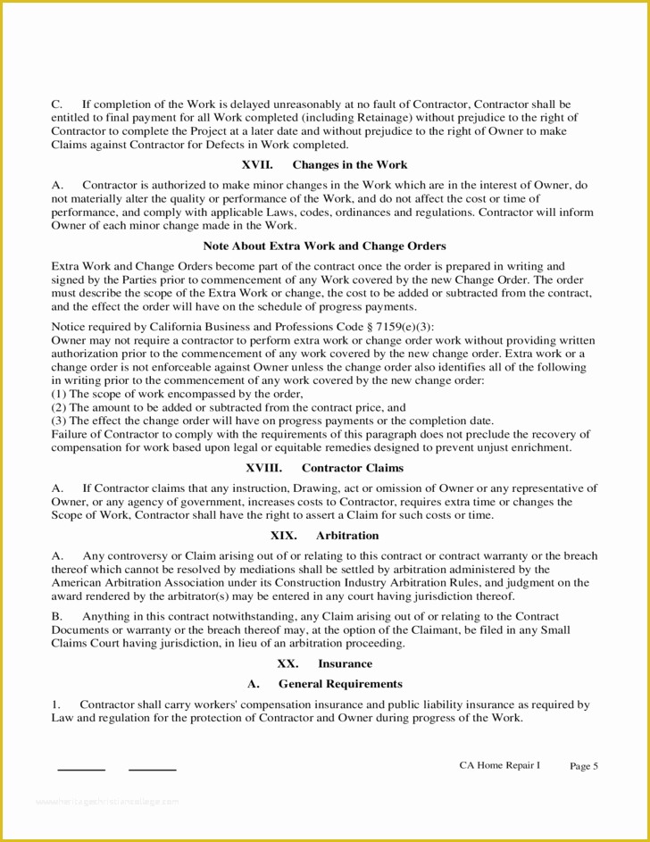 Free Remodeling Contract Template Of Home Improvement Contract Sample Free Download