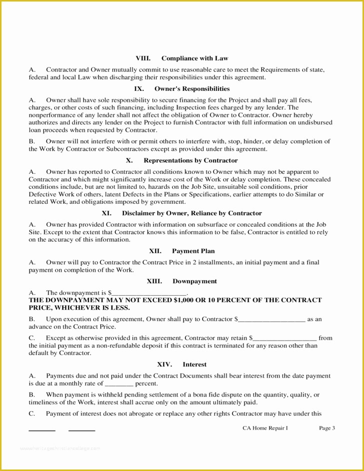 Free Remodeling Contract Template Of Home Improvement Contract Sample Free Download
