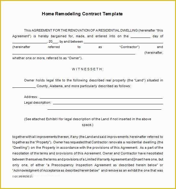 Free Remodeling Contract Template Of Home Remodeling Contract Template 7 Free Word Pdf