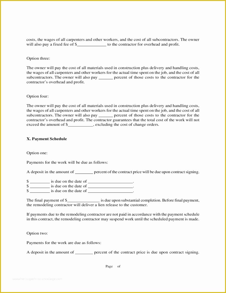 Free Remodeling Contract Template Of Remodeling Contract Free Download