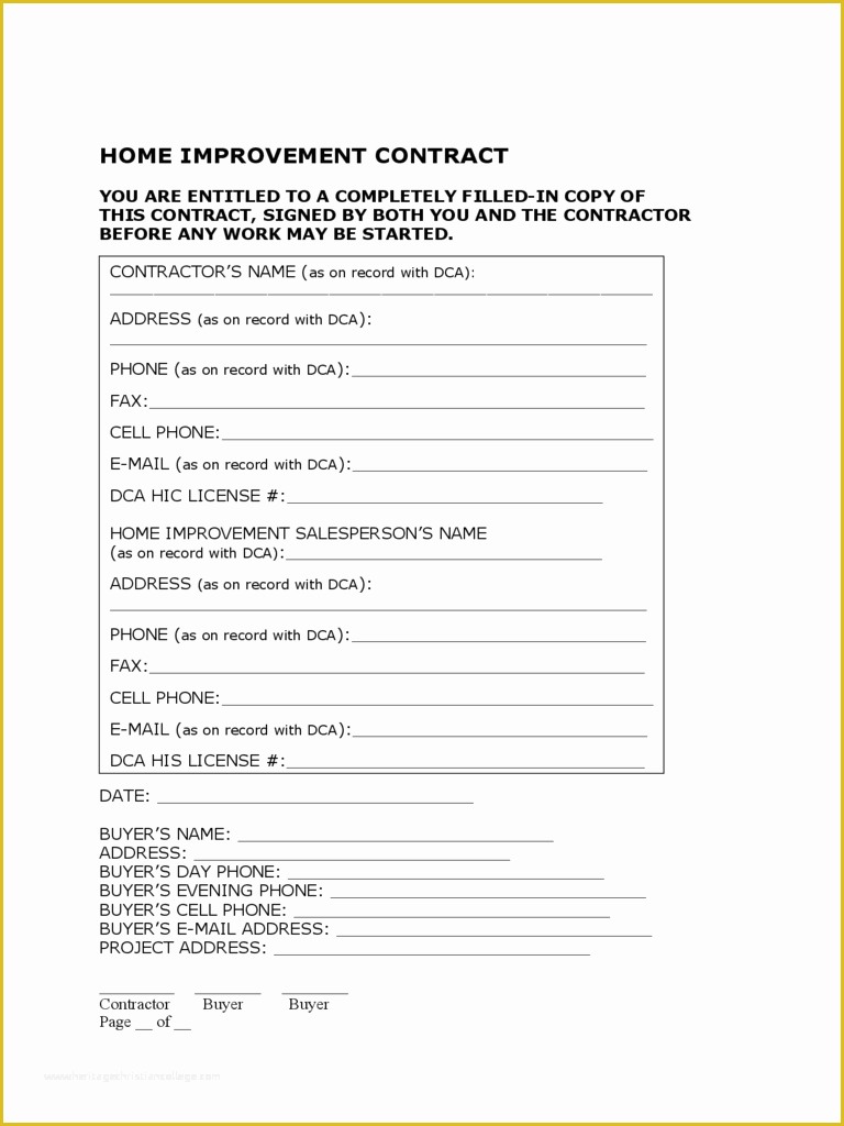 Free Remodeling Contract Template Of Remodeling Contract Template 2 Free Templates In Pdf