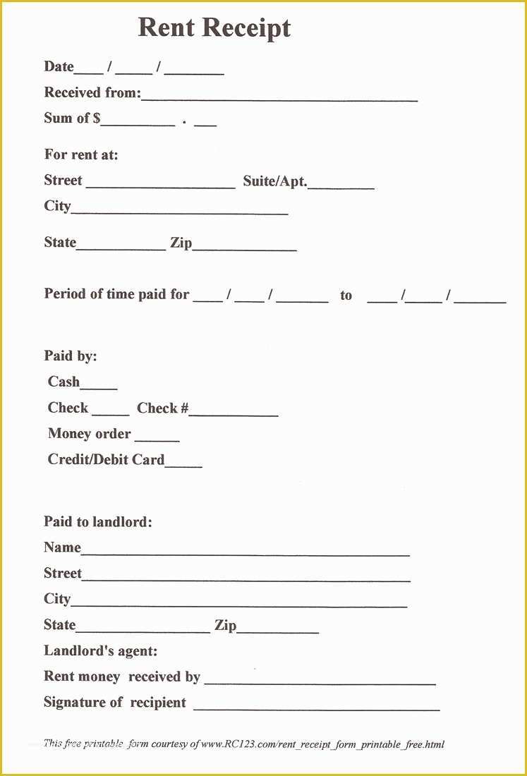 Free Rent Receipt Template Of 11 Best Of Free Printable Payment Receipt form