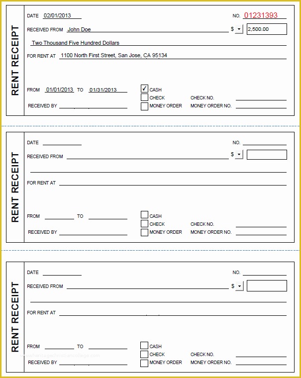 Free Rent Receipt Template Of Printable Rent Receipt In Pdf form