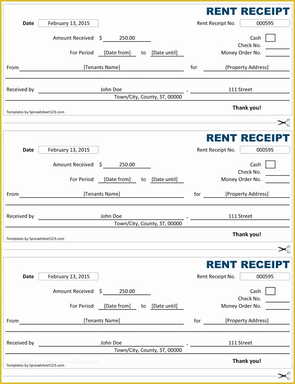 Free Residential Rent Receipt Template