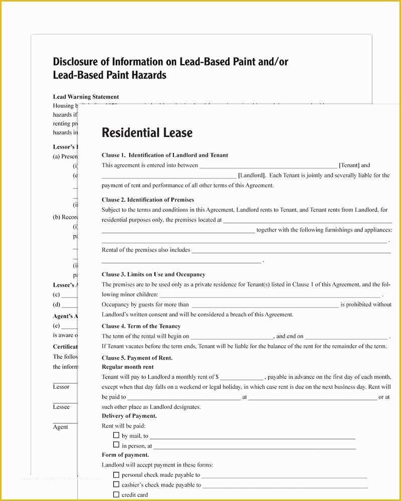 Free Rental Lease Template Of Adams Residential Lease forms and Instructions