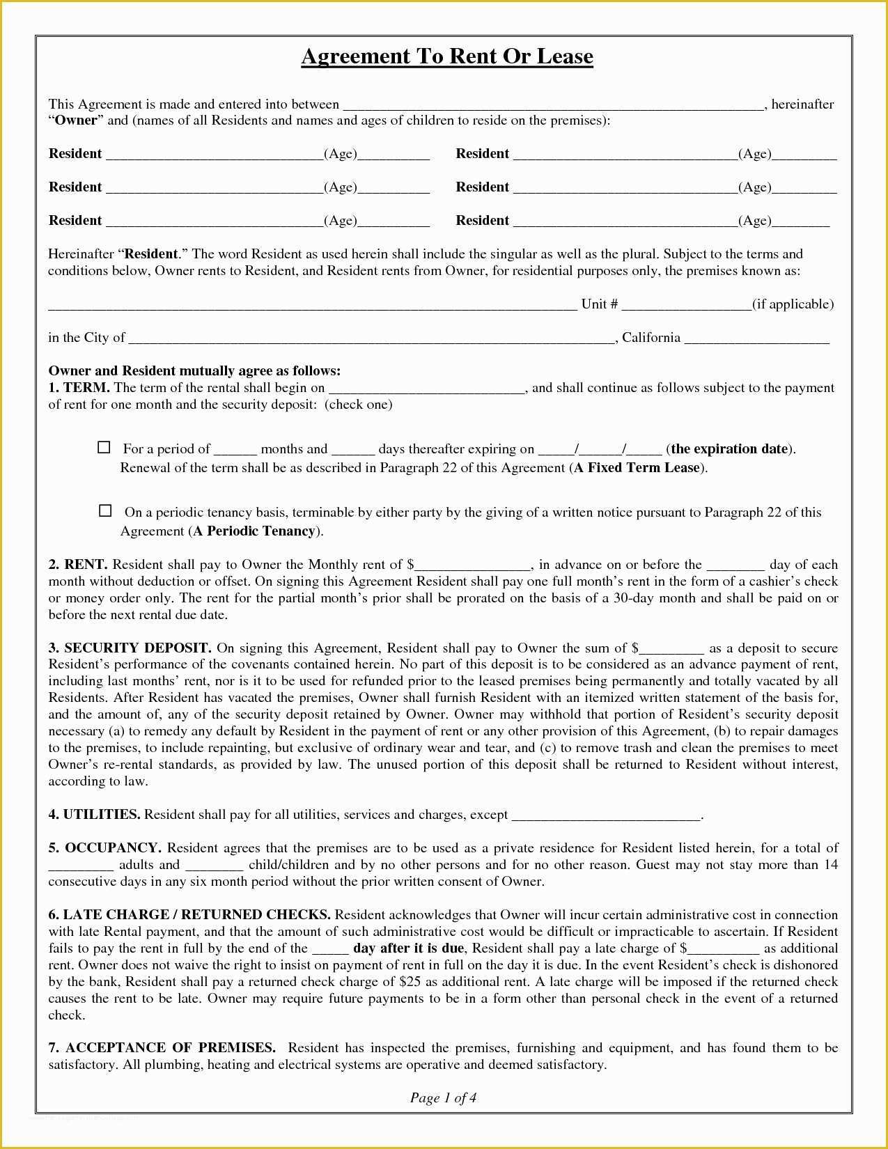 Free Rental Lease Template Of Free Rental Agreement Template