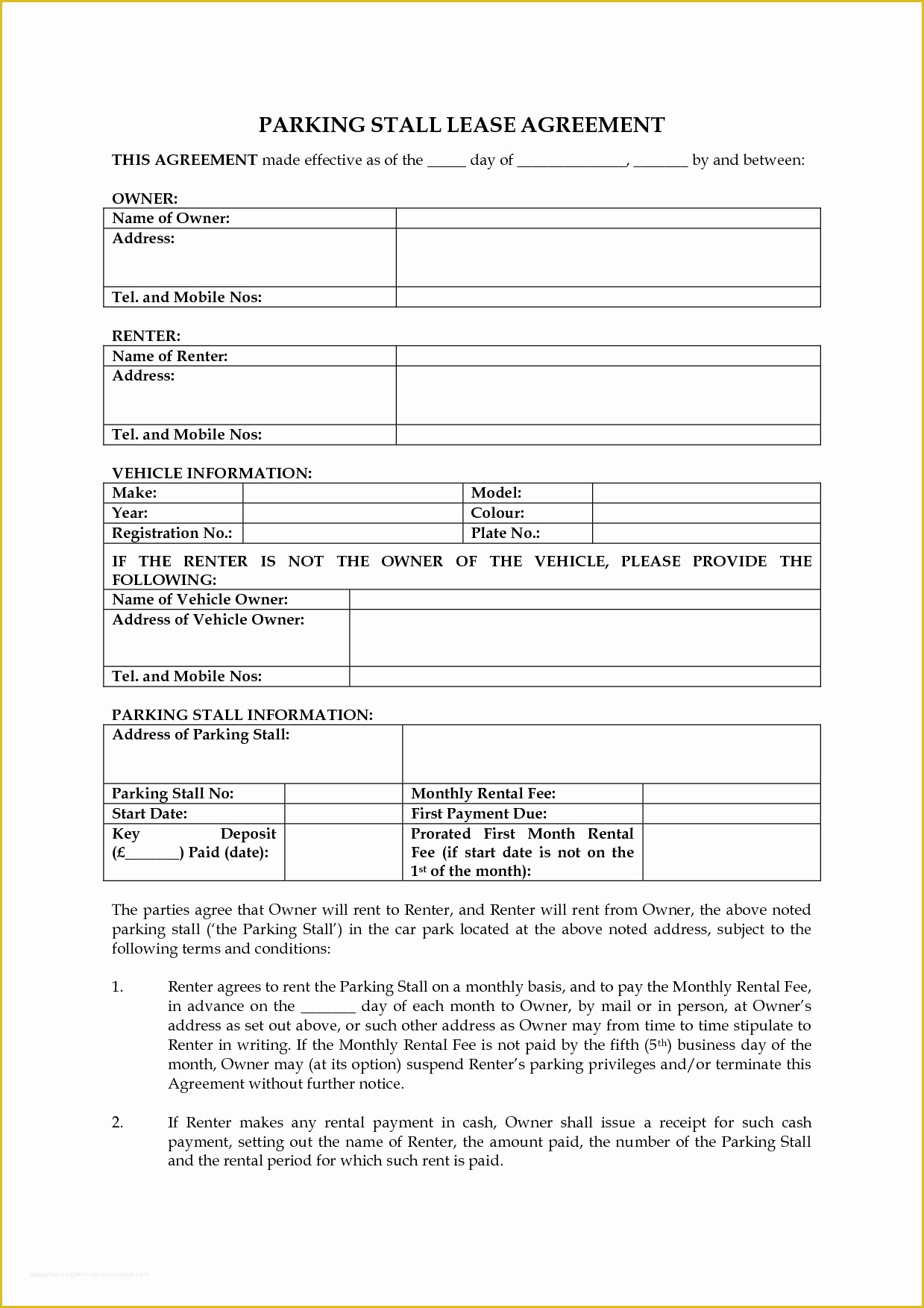 Free Rental Lease Template Of Free Rental Agreement Template Word