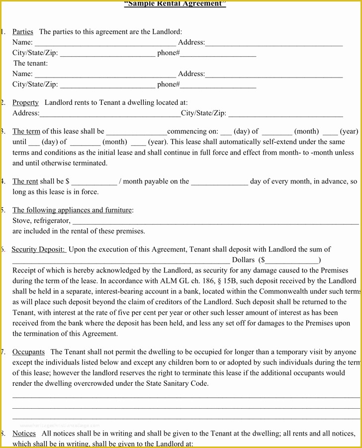 Free Rental Lease Template Of Rent Agreement Examples