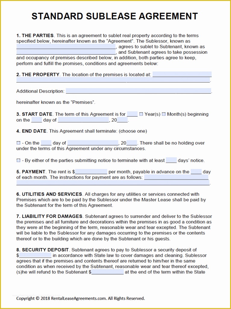 Free Rental Lease Template Of Standard Rental Agreement Template Free Printable Rental