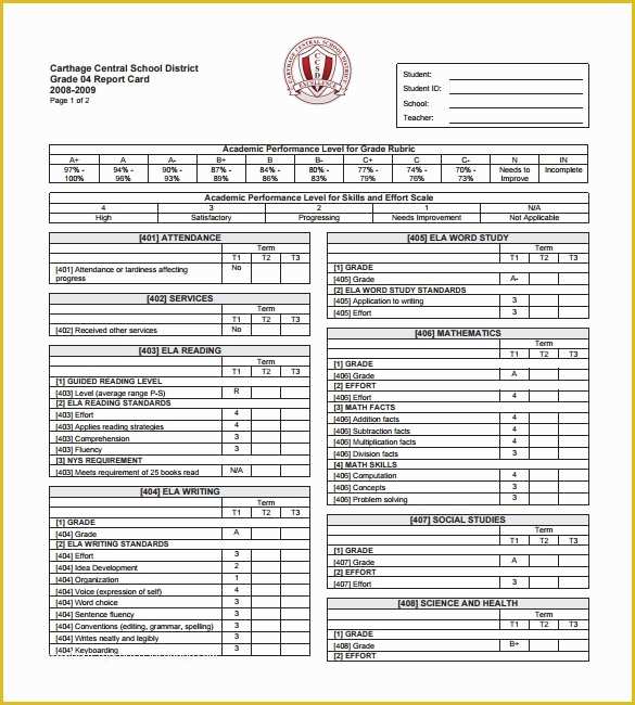 Free Report Card Template Of 14 Progress Report Card Templates Word Pdf Docs Pages