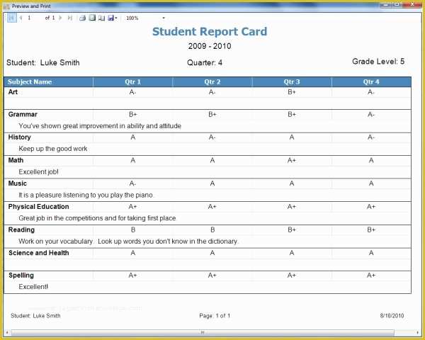 Free Report Card Template Of Homeschool Report Card Template Free