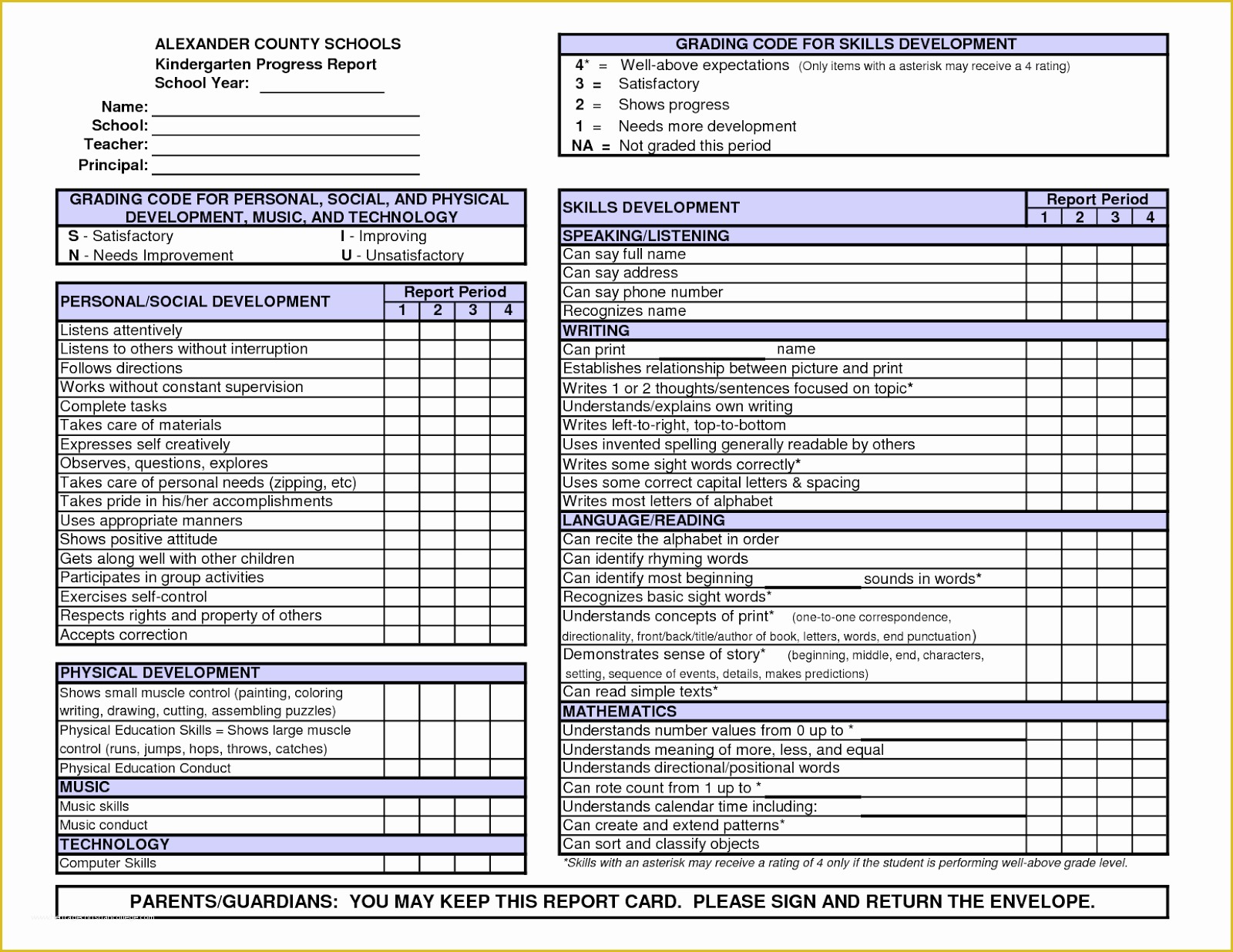 Free Report Card Template Of Kindergarten Report Card Templates D Templates