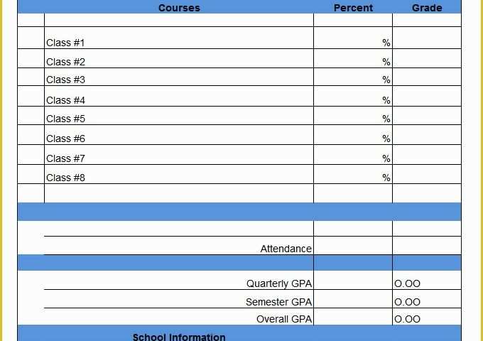 Free Report Card Template Of Report Card Template 28 Free Word Excel Pdf Documents