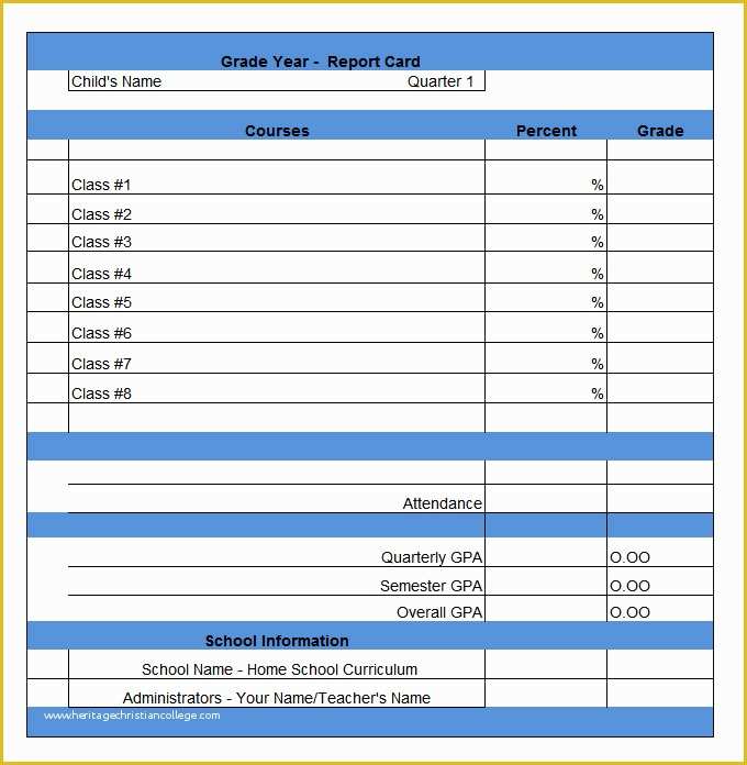 55 Free Report Card Template