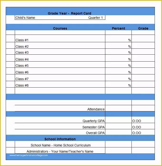 55 Free Report Card Template