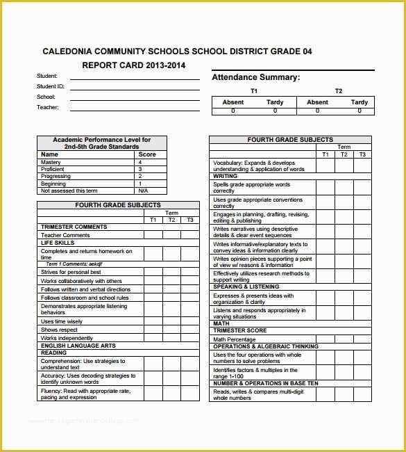 Free Report Card Template Of Report Card Template Pdf Invitation Template