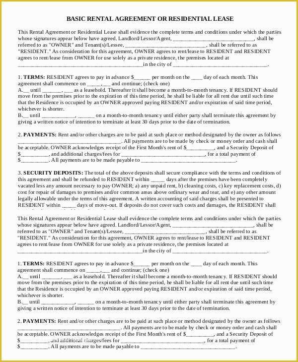 Free Residential Lease Agreement Template Pdf Of Blank Rental Agreement – 9 Free Word Pdf Documents