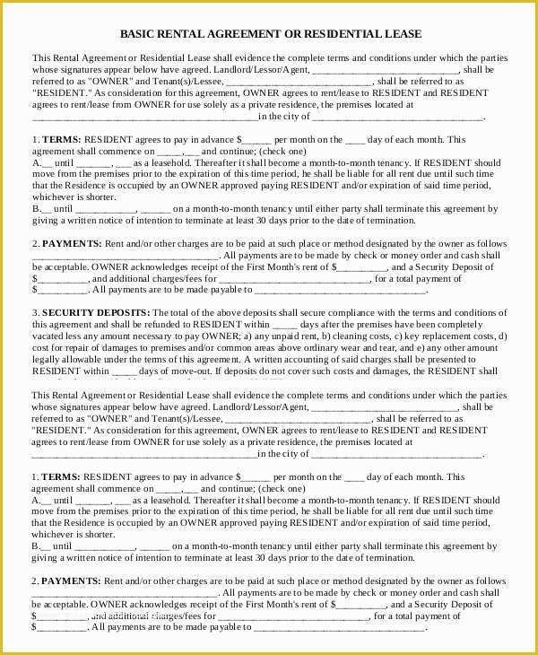 Free Residential Lease Agreement Template Pdf Of Blank Rental Agreement – 9 Free Word Pdf Documents