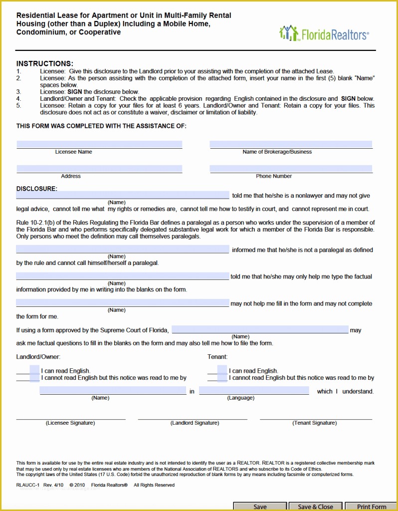 Free Residential Lease Agreement Template Pdf Of Free Florida Residential Lease Agreement Template – Pdf – Word