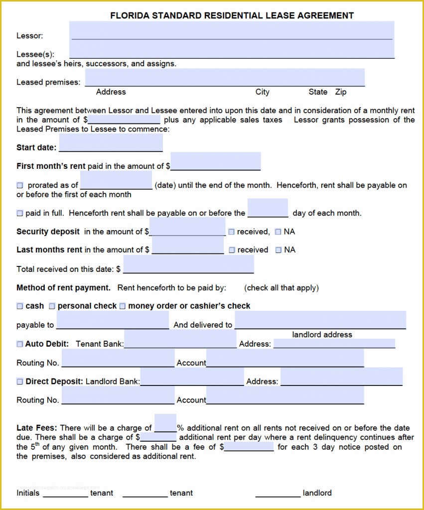 Free Residential Lease Agreement Template Pdf Of Free Florida Residential Lease Agreement Template – Pdf – Word