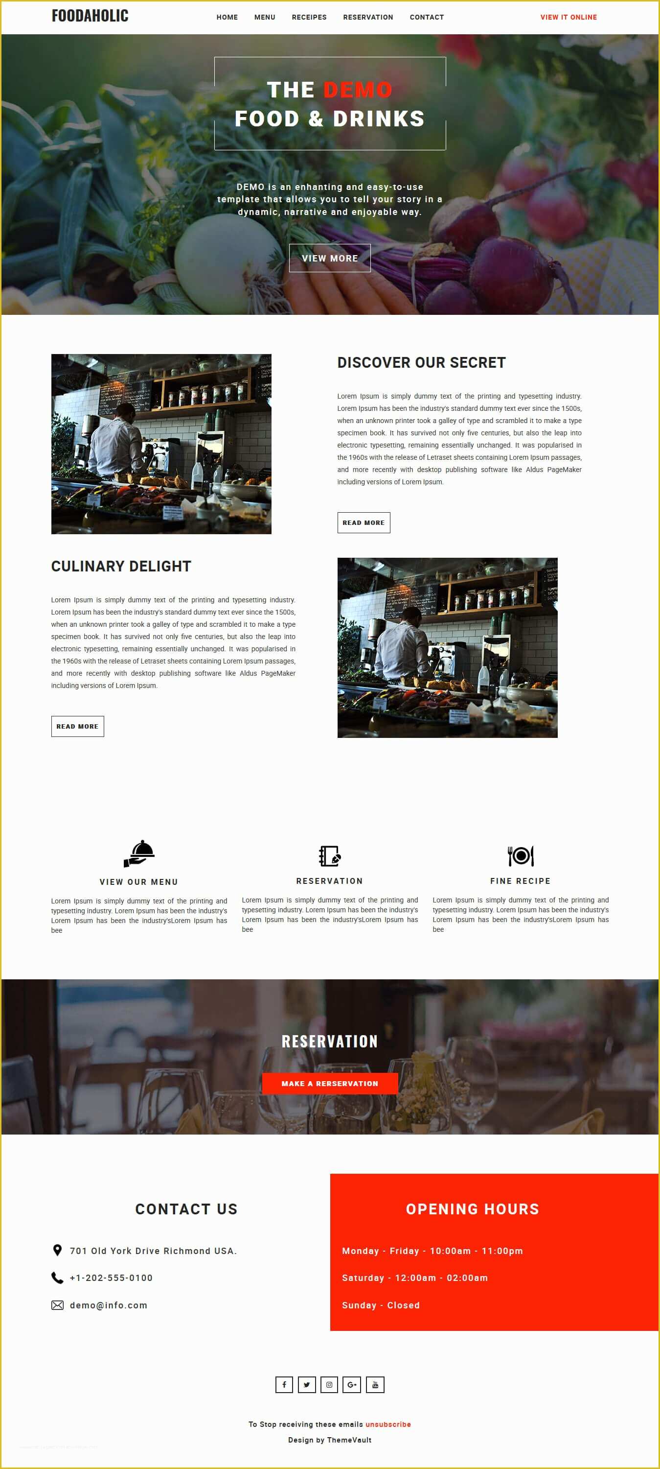 Free Responsive HTML Email Templates Of Foodaholic Free Responsive HTML Email Template