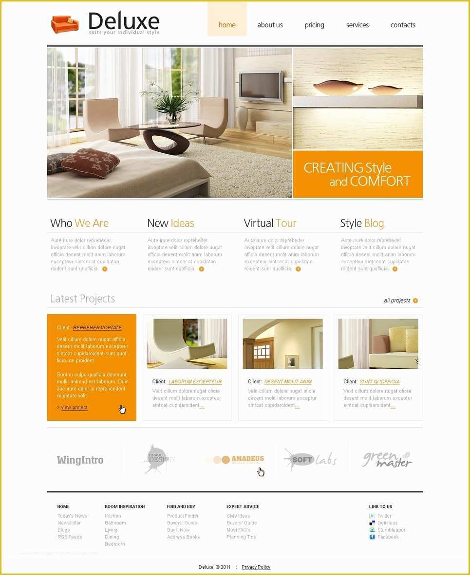 Free Responsive Website Templates for Interior Design Of Interior Design Website Template