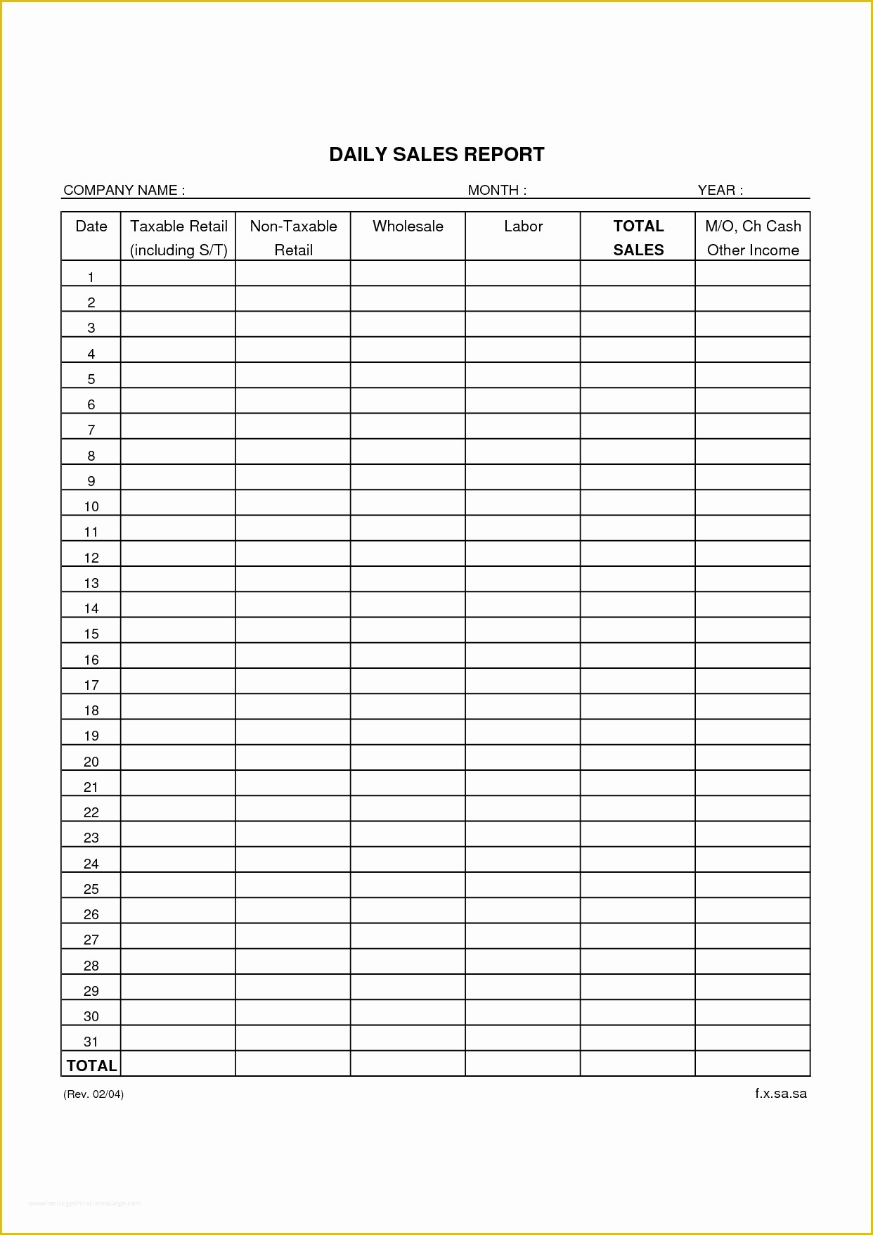 Free Restaurant Daily Sales Report Template Excel Of 8 Daily Sales Report Templatereport Template Document