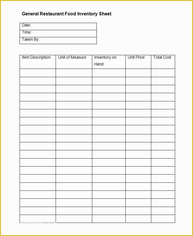Free Restaurant Inventory Templates Of Restaurant Inventory Template 17 Free Word Excel