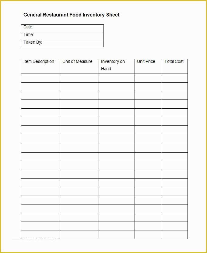 Free Restaurant Inventory Templates Of Restaurant Inventory Template 17 Free Word Excel