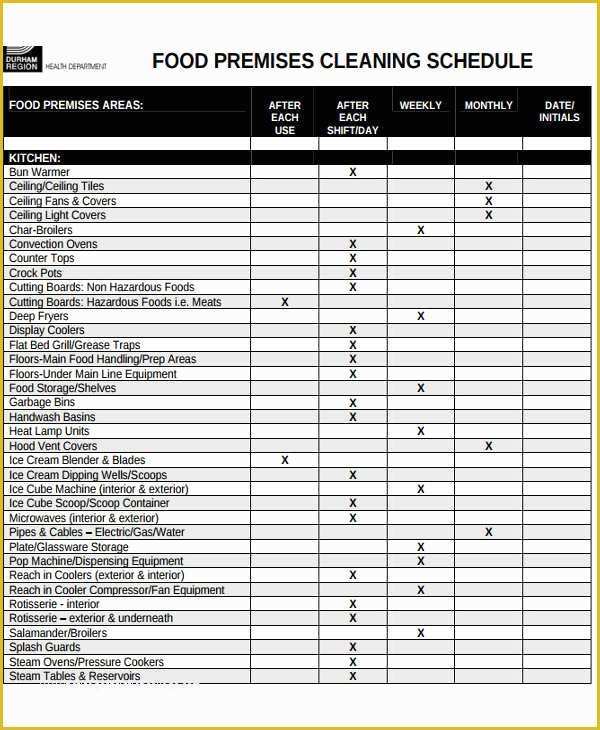 Free Restaurant Schedule Template Of 13 Restaurant Cleaning Schedule Templates 6 Free Word