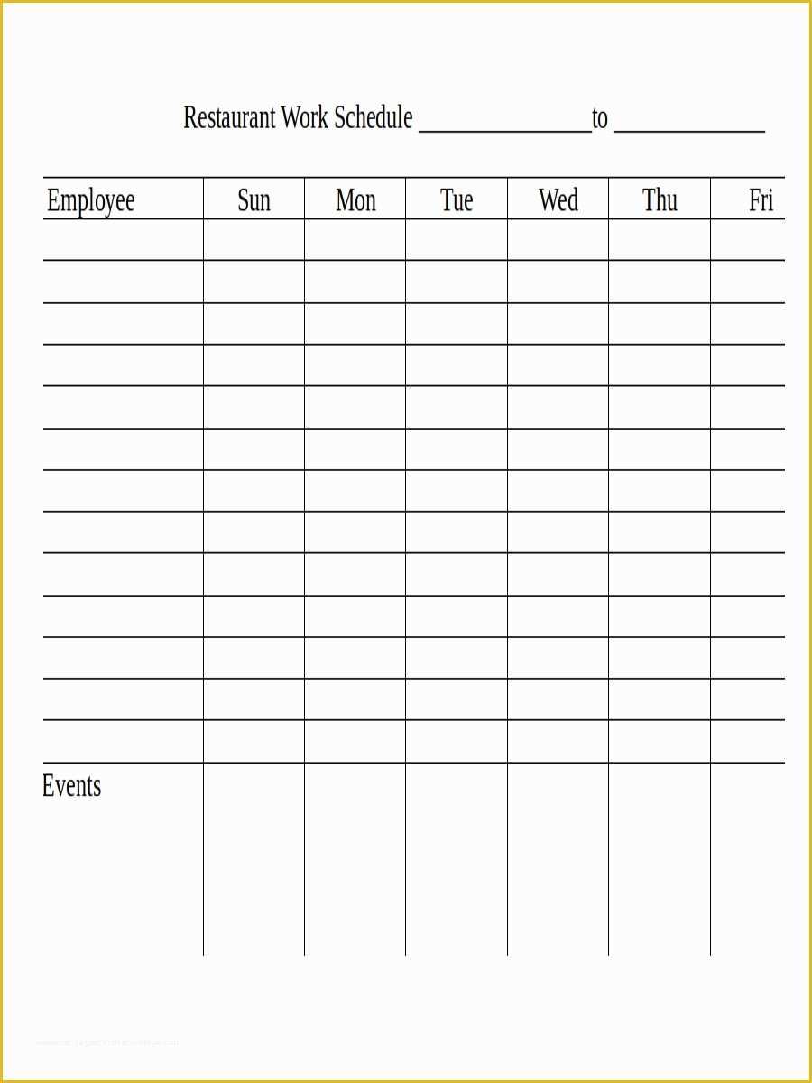 Free Restaurant Schedule Template Of 7 Examples Of Restaurant Schedules